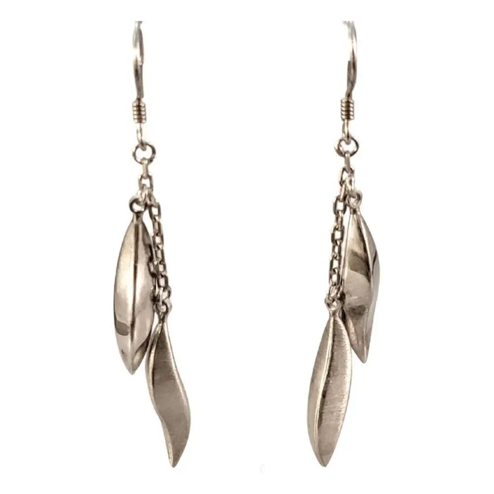 Sterling Freeform Dimensional Drops Dangle Earrings